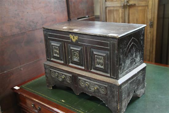 Small carved oak mule chest